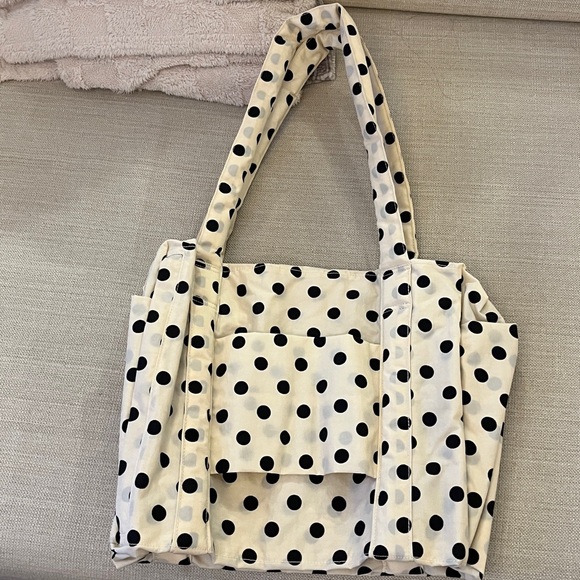 NWT Baggu Small Cloud Carry On Cream Black Polkadot - Picture 5 of 6